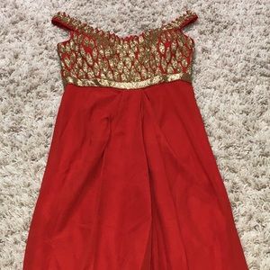 Red embellished maxi dress